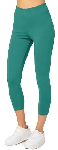Merry Style Damen Leggings 3/4 aus Baumwolle mit Stretch – Leichte Capri Leggings Damen aus atmungsaktiver, elastischer Baumwolle, ideal für Yoga Sport Freizeit Reisen MS10-199 (Dunkeltürkis, XS)