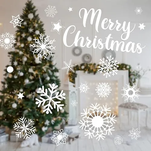 Nordstern Fensterbilder Schneeflocken 450 Stück - Weihnachtsdeko Aufkleber für Fenster - Statisch haftende und wiederverwenbare Fensteraukleber für Weihnachtsfenster