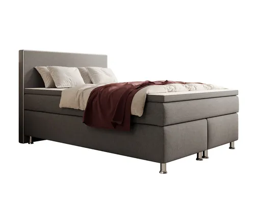 inter Boxspringbett Gent 140x200 cm 7-Zonen Taschenfederkern H3 Matratzen inkl.Topper (140x200 cm, Anthrazit), inkl. 7 Zonen Taschenfederkernmatratzen, inkl.Topper