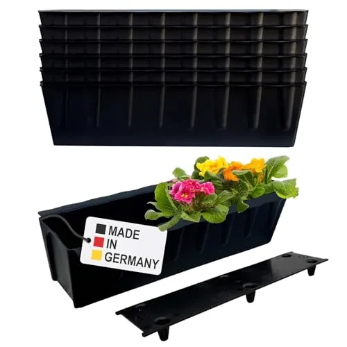 BURI 6 Euro-Paletten Blumenkästen-Einsätze inkl. Bewässerungsmatte | 37,3cm Schwarz | Pflanzkasten für Europalette Palette | Balkonkasten | Blumentopf | aus stabilen Kunststoff | Made in Germany