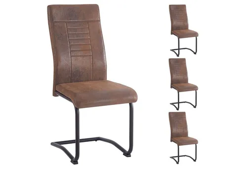 Caro-Möbel Esszimmerstuhl ALBA 4er-Set - Esszimmerstühle mit bequemer Polsterung und modernem Stoffbezug in Vintageoptik, ideal für stilvolle Essbereiche.