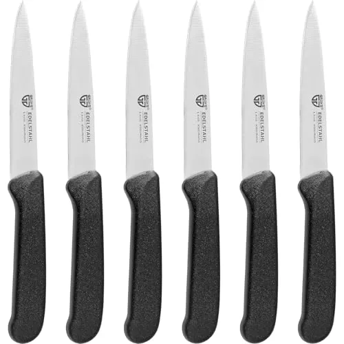 GRÄWE Gemüsemesser, 6er Set, kleines Küchenmesser-Set, Obstmesser, Schälmesser, Edelstahl, schwarz, super scharf geschliffen