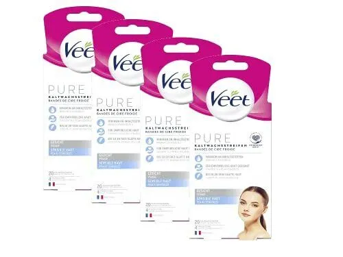 Veet Kaltwachsstreifen Gesicht sensible Haut 4 x 20 Stück