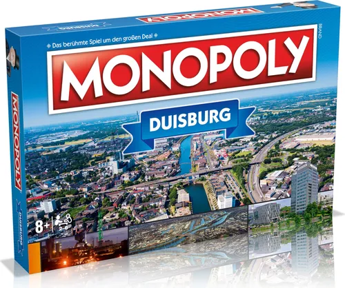 Winning Moves - Monopoly Duisburg - Städte-Edition - Gesellschaftsspiel für die ganze Familie, entdecke Duisburgs Sehenswürdigkeiten und erlebe spannende Aufgaben mit Freunden und Familie.