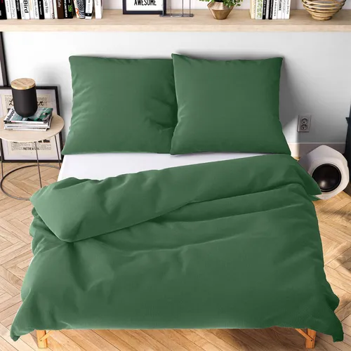 Wolkenfeld Bettwäsche Set 155x200 Grün - Oeko-Tex Zertifiziert - Bettwäsche-Sets aus superfeiner Mikrofaser, kühlend und ideal für den Sommer. Oeko-Tex zertifiziert für höchsten Schlafkomfort und nachhaltige Qualität.