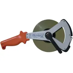 RICHTER Rahmen-Stahlmaßband Metri Anfang B - 100 m - Präzises Messgerät für Profis, mit eloxiertem V-Rahmen und handlichem Griff, ideal für Baustellen und Renovierungsarbeiten.