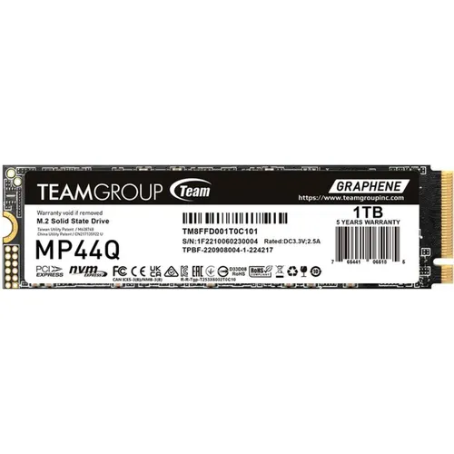 TEAMGROUP MP44Q SLC Gen 4x4 M.2 SSD - Festplatte mit bis zu 7400 MB/s Lese- und 6200 MB/s Schreibgeschwindigkeit, ideal für Laptop, Desktop und NAS. 5 Jahre Garantie und exklusive S.M.A.R.T. Überwachungssoftware für optimalen Schutz.