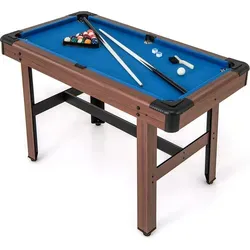 COSTWAY Billardtisch, Billlard Tisch aus Holz mit Zubehör, Pooltisch mit 2 Queues, 2 Kreiden & Dreieck & Bürste Tischbillard Billard-Spiel 122x61... - Blau