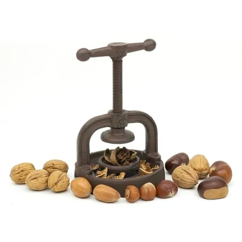CKB LTD Vintage Nussknacker aus Gusseisen – Rustikaler Handkurbel-Schraubstock Nussknacker für Walnüsse, Haselnüsse und Nüsse, robuste dekorative Küchenwerkzeugpresse