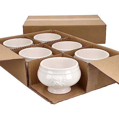 MamboCat Suppenschüssel 12x LEO Löwenkopf-Terrinen 450ml - Hochwertige Suppenschüsseln aus Steingut im nostalgischen Löwenkopf-Design, ideal für bis zu 12 Personen. Spülmaschinen- und mikrowellengeeignet, perfekt für Suppen, Salate und Snacks.