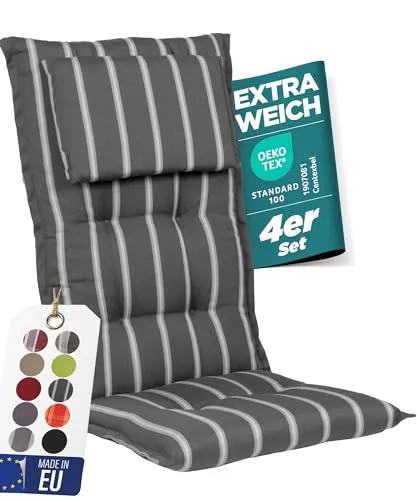 gardisun Hochlehner Gartenstuhlauflagen 4er Set in grau von Gardisun