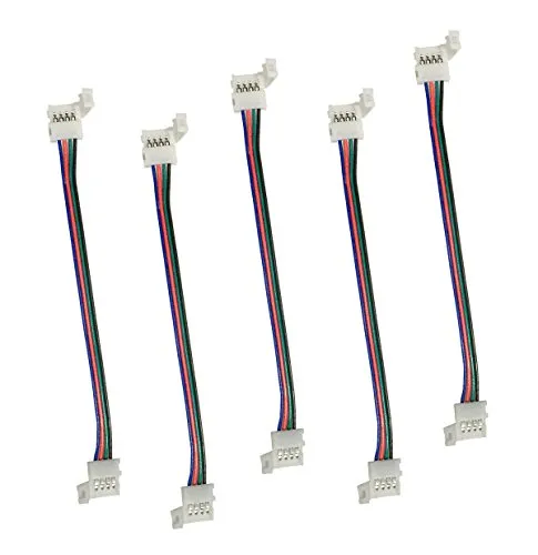 LITAELEK 5pcs LED Schnellverbinder 4-polig 10mm Breit RGB 5050 LED Streifen Verbinder LED Band Anschlusskabel LED Strip Connector LED Stripe Anschluss Verlängerung Verbindungskabel, 17cm Lang
