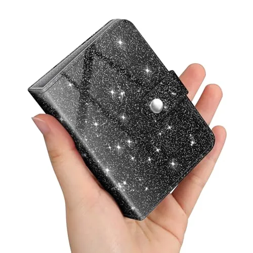Fintie Mini Fotoalbum für 2x3 Zoll Filme - 52 Taschen kleine Alben für Fujifilm Instax Mini Sofortbildkamera/Polaroid Hi-Print Bilder, Kpop Fotokartenhalter Binder, (Glitzerndes Schwarz)