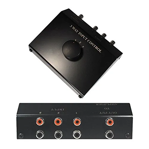 BestPlug Audio RCA Umschaltbox Switch Controller - Hifi & Audio, ermöglicht den Anschluss von bis zu 3 Audio-Geräten mit Cinch-Anschluss für einen sauberen Klang und einfache Nutzung.