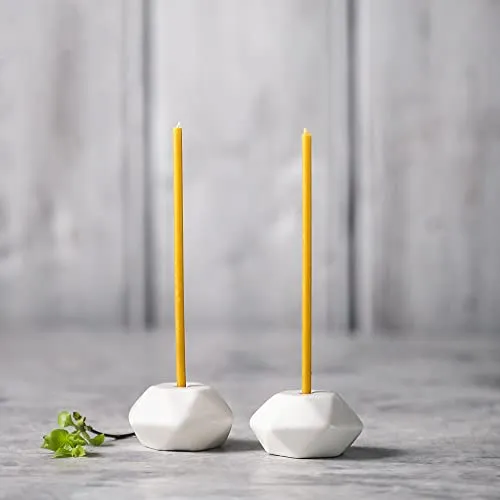 Stück Spitz Kerzenhalter für dünne Kerzen – Handgefertigter Kerzenständer aus Keramik – Stabiler Spitzkerzenständer – Kerzenhalter Stabkerze Schmal – Deko Wohnzimmer von Danilovo (Weiß) 2