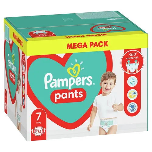 Pampers Pants Größe 7 für Jungen/Mädchen, 74 Stück in weiß von Pampers