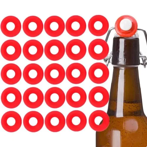 Stück Silikon Dichtungsring Trinkflasche, Gummi Dichtungsscheibe für Schaukel Flip Flaschen, Auslaufsicher Dichtungen, Kompatibel mit Grolsch Flaschen Brauen Flaschen Dichtungseinsatz 25