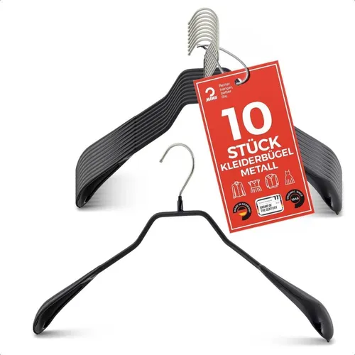 MAWA Bodyform Kleiderbügel 42/L schwarz gummiert - Traditioneller Metall Kleiderbügel, rutschfest und perfekt für Anzüge, hergestellt in Deutschland für höchste Qualität.