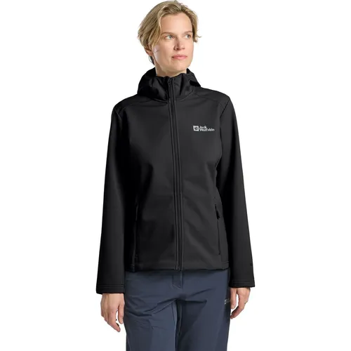 Jack Wolfskin Bornberg Hoody W black (6000) S - Funktionsjacke für Damen, atmungsaktiv und winddicht, ideal für Freizeit und Alltag mit verstellbarer Kapuze und zwei praktischen Hüfttaschen.