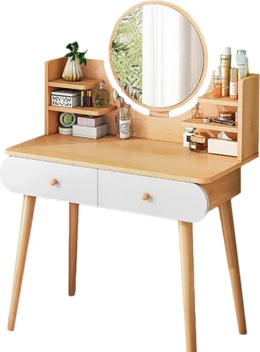 Rebiko Schminktisch mit Spiegel und 2 Schubladen in Weiß von Rebiko
