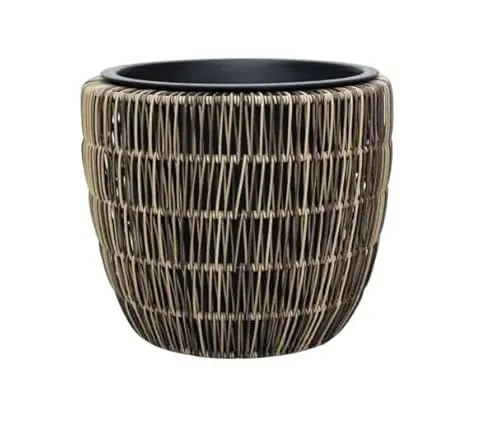 Trend Line Polyrattan Pflanztopf Ø 33 x 28cm - Garten-Zubehör: Stilvoller Pflanztopf aus hochwertigem Polyrattan mit praktischem Einsatz für einfache Pflanzenpflege und elegantes Design.