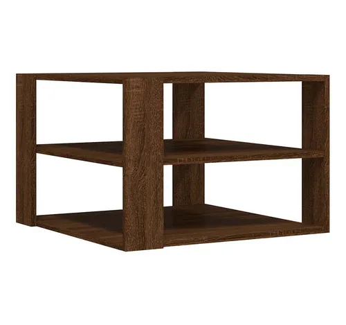 furnicato Couchtisch 58x58x40 cm in Braun Eichen-Optik - Eleganter Couchtisch aus hochwertigem Holzwerkstoff mit stabiler 3-stufiger Ablage. Ideal für ein stilvolles Wohnzimmer, bietet er ausreichend Stauraum für Ihre Essentials. Farbe: Braun Eichen-Optik, Maße: 58 x 58 x 40 cm.