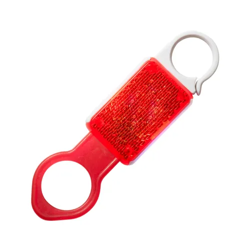 Reflektierender Flaschenhalter mit LED-Leuchte und Karabinerhaken / Farbe: rot