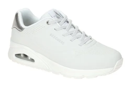 SKECHERS UNO SHIMMER AWAY Slip-On Sneaker - Damen Sneaker aus Lederimitat mit modischem Keilabsatz und Skechers Air-Cooled Memory Foam für optimalen Tragekomfort. Ideal für sportliche Freizeitlooks.