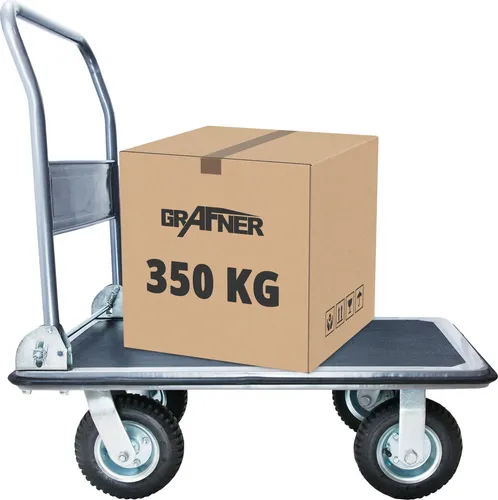 Grafner® Plattformwagen 350kg - Robuster Transportroller - Transportroller mit einer Tragkraft von bis zu 350 kg, ideal für Verladearbeiten und Umzüge. Rutschfeste Oberfläche und klappbarer Handgriff für einfachen Transport und platzsparende Aufbewahrung.