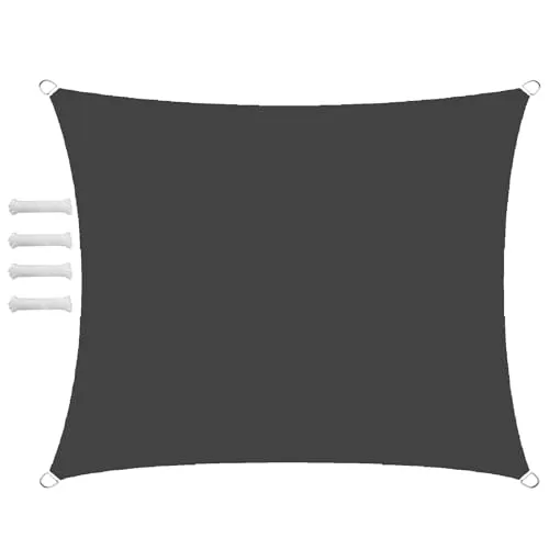 GLIN Sonnensegel Wasserdicht Rechteck Quadrat Dreieckig Rechteckig Balkon(21 Farben 85 Größen) Sonnensegel Sonnenschutz 95% Uv Schutz Windschutz Mit öSen und Befestigungsseile, Anthrazit, 1x2m