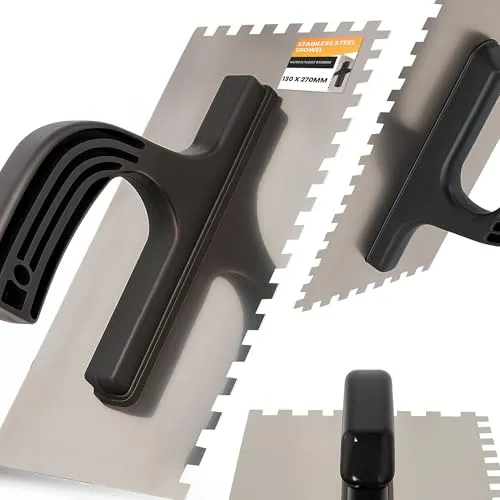 Instalguru Zahnkelle Glättekelle 8x8 mm Zahnglättekelle Traufel mit Zahnung Kelle Rostfreie Edelstahl Zahnspachtel Kelle Gezahnt Maurerkelle von Fliesen