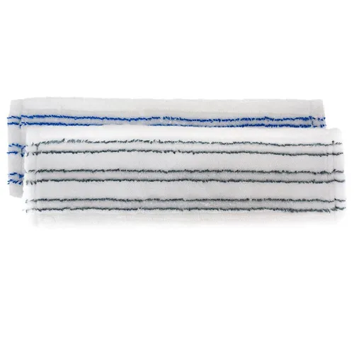 2er Set Microfaser Ersatzbezüge für Bodenwischer blau & grau gestreift 45 x 13cm