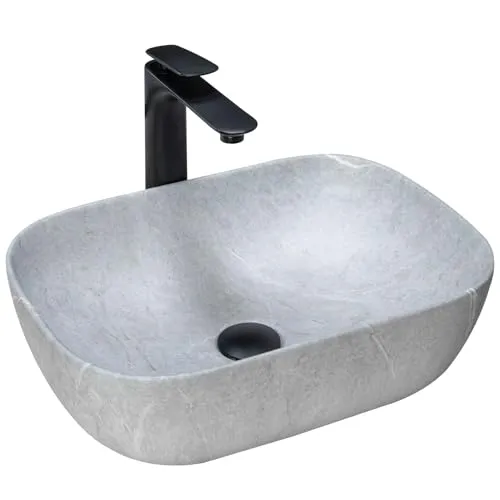 Rea Waschbecken Aufsatzwaschbecken Keramik 33x46 Grau in grau von REA