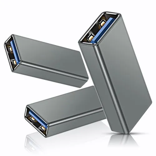 Basesailor USB Kupplung 3-Stück,USBA Buchse auf Buchse Adapter,USB 3.0 Female to Typ A Female 3.0 Kabel Verbinder Koppler kompatibel für Stecker,Verlängerung Plug Stick,Tastatur,Laptop,PC