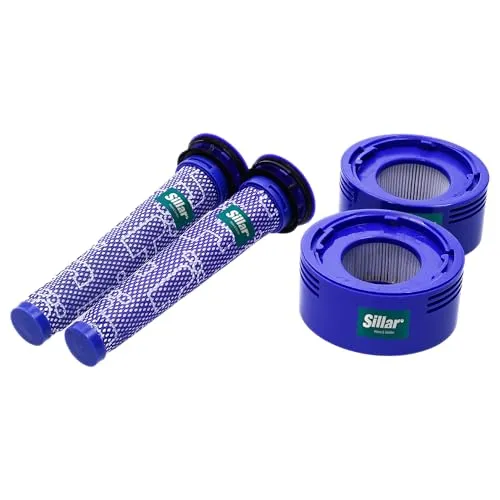 Sillar 2x Vorfilter und 2x HEPA Nachmotorfilter komaptibel mit Dyson V8 V7 Staubsauger, Ersatzteile Filter Zubehör Set - Ersatz