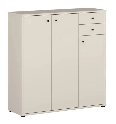 TEMPRA-2 Kommode 3-trg. in Sandfarben von Forte - Moderne 3-trg. Kommode für Büro und Wohnzimmer, mit einem praktischen Schubladenfach. Maße: ca. 109x111x35 cm, aus robuster Spanplatte gefertigt.