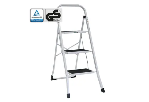TRUTZHOLM Klapptritt Trittleiter 3-stufig - Leiter für Haushalt und Werkstatt, klappbar und platzsparend, mit rutschsicheren Trittflächen für mehr Sicherheit beim Arbeiten.