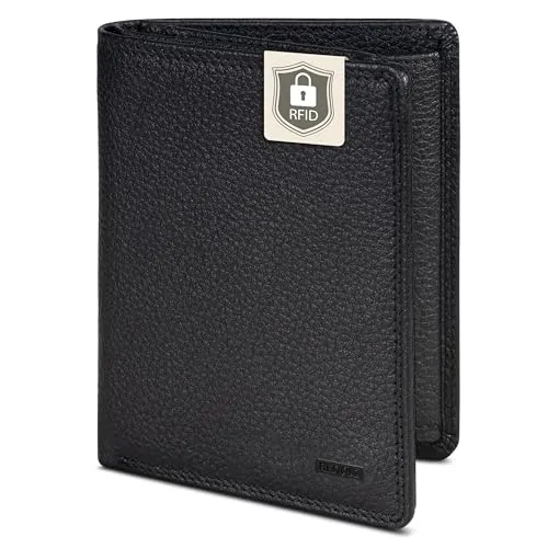 REDOLZ Leder-Geldbörse Hochformat mit RFID-Schutz - Kreditkartenhüllen für Herren | Hochwertige Geldbörse mit 8 Kartenfächern und RFID-Schutz für maximale Sicherheit und organisiertes Verstauen von Geld und Karten.