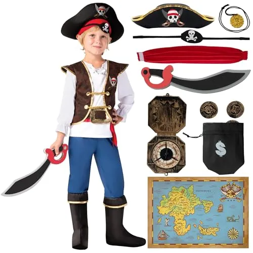 Spooktacular Creations Piratenkostüm für Jungen, für Kinder, Kostüm für Rollenspiele, Deluxe-Kostümset
