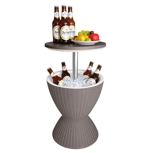 relaxdays Outdoor-Flaschenkühler Beistelltisch 30 L, Beige - Der vielseitige Beistelltisch mit Kühlfunktion für entspannte Stunden im Freien. Mit einem 30 L Kühlfach hält er Getränke wie Bier und Wein zuverlässig kühl. Höhenverstellbar und wetterfest – ideal für Gartenpartys und gemütliche Abende.