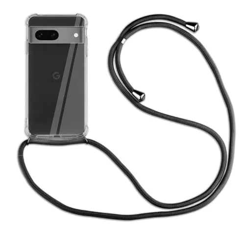 Hülle Kompatibel mit Google Pixel 7A | Handykette Smartphone Halskette Hülle mit Band | Handyhülle mit Kordel zum Umhängen Kompatibel für Pixel 7A | Schwarz