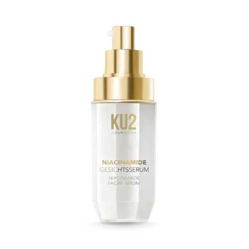 KU2 Cosmetics Niacinamide Serum Gesicht– Gesichtsserum gegen Unreinheiten & große Poren – Ausgleichender Teint – Für fettige & unreine Haut, 30 ml