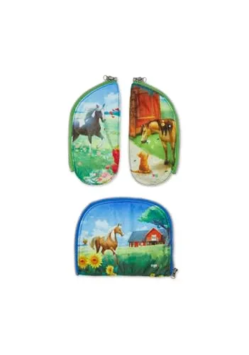 ergobag Zippies Schulranzen Zubehör Set 3-teilig für Kinder, Jungen und Mädchen Pferd - Pink