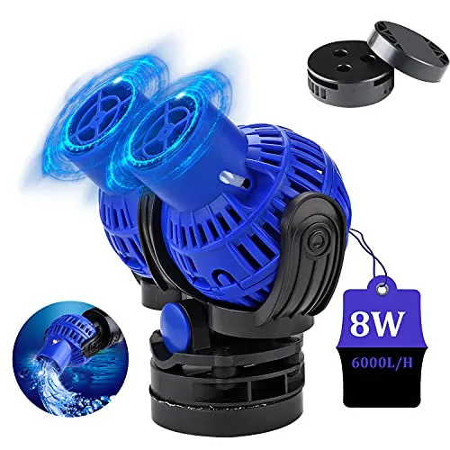 EXLECO Aquarium Strömungspumpe Dual Wavemaker 6000L/H 8Watt Umwälzpumpe Wellenpumpe JVP-230 WAVE MAKER 360 ° schwenkbar für 80~100cm Süß- und Salzwasseraquarien