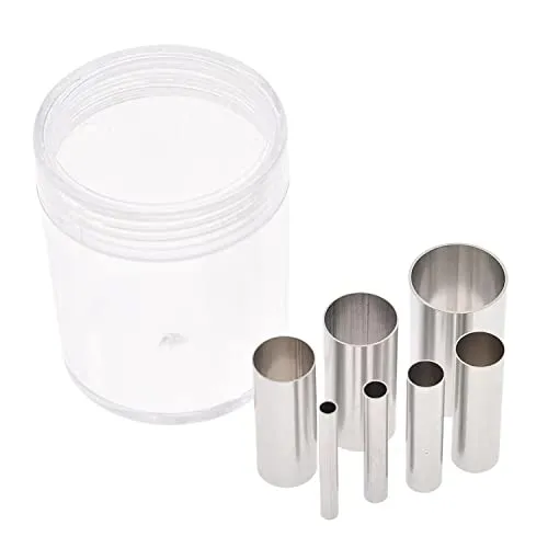 BOBOZHONG Runde Ausstechformen,7-teiliges Lochausstecher Mini-Ausstechformen Edelstahl Ringe Ausstechform Set mit Aufbewahrungsbox für Tonkeramik Fondant Kuchen Dekoration Backen Handwerk