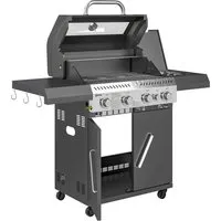 Outsunny Gasgrill Stahl Kunststoff Schwarz 135L x 54B x 110H cm