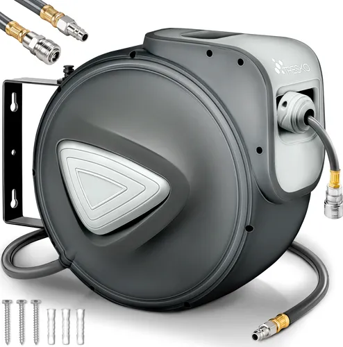 TRESKO Druckluftschlauch 10m Aufroller mit Automatik