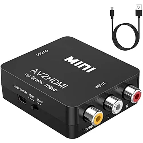 Lerkely Video Konverter RCA auf HDMI - Video-Formatwandler für analogen Composite-Eingang auf HDMI 1080p, Plug-and-Play, ideal für ältere Geräte auf modernen Bildschirmen.