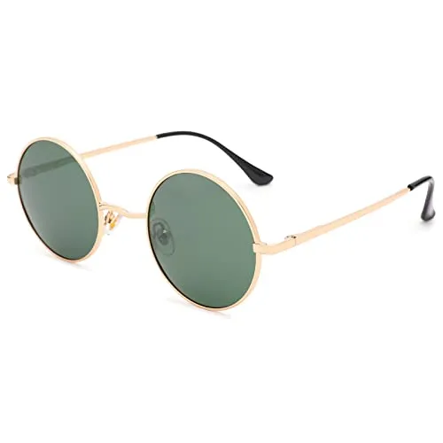 Pro Acme Retro Kleine Runde Polarisierte Sonnenbrille für Männer Frauen (Goldene Rahmen | G15 Linse)