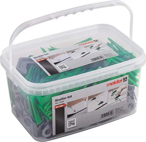 meister Zangenset Fliesendicke 7-15 mm - Nivellierhilfe mit Zugzange - Baumaterial, 351-teiliges Set für präzises Fliesenlegen, inklusive Zugzange und Clips für gleichmäßige Abstände.